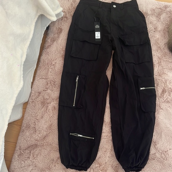 Black High Waisted Cargos - Picture 3 of 3